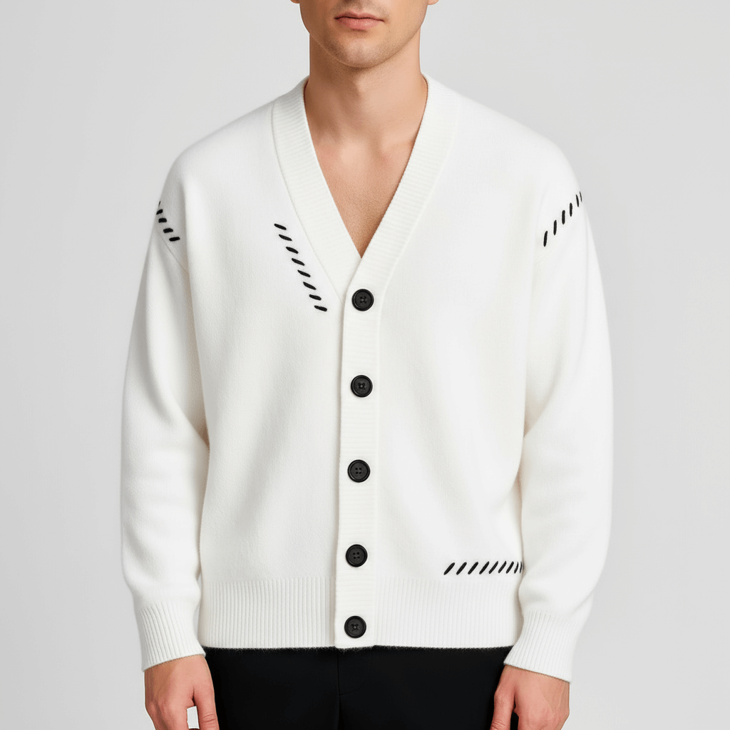 Miękki wełniany kardigan z klasycznym guzikiem