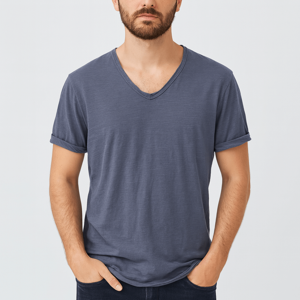 Oddychająca koszula z dekoltem w serek i dopasowanym krojem