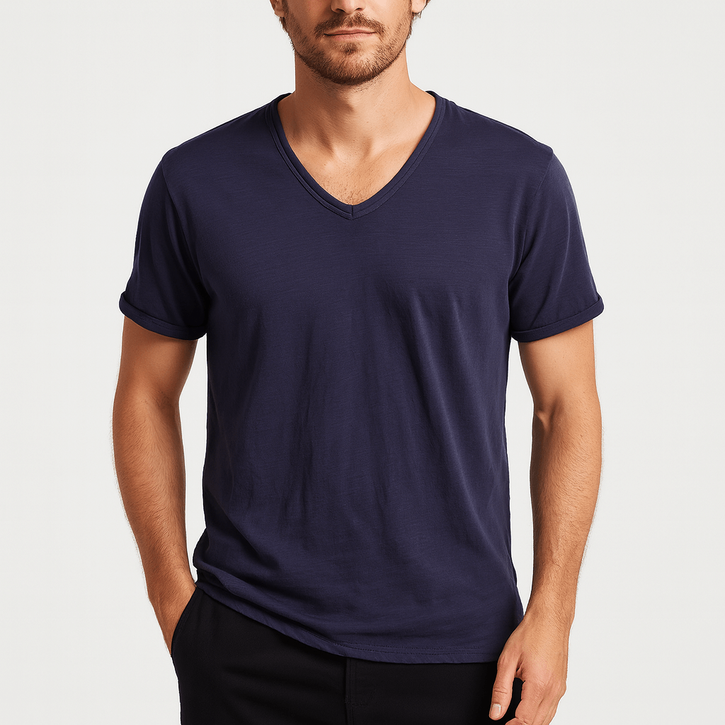 Oddychająca koszula z dekoltem w serek i dopasowanym krojem