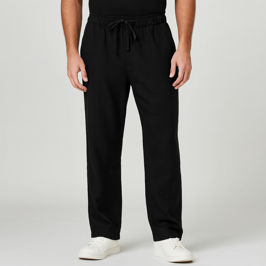 Oddychające spodnie dresowe z lnu i bawełny