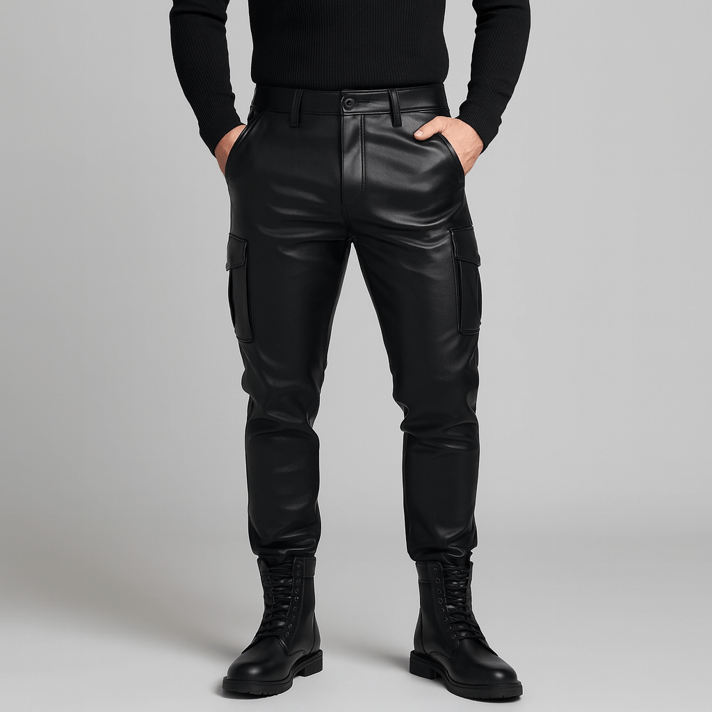 Spodnie ze skóry PU o dopasowanym kroju