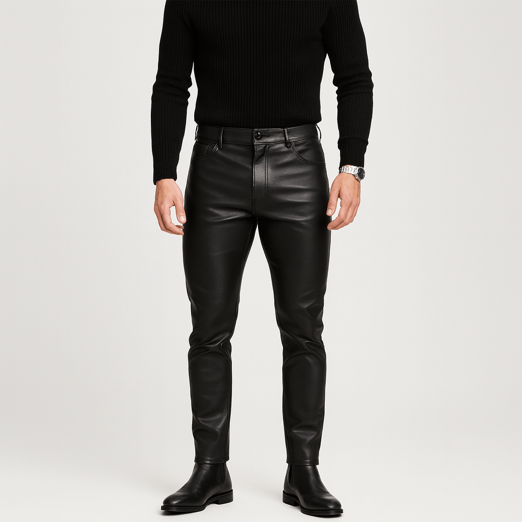 Spodnie ze skóry PU o regularnym kroju