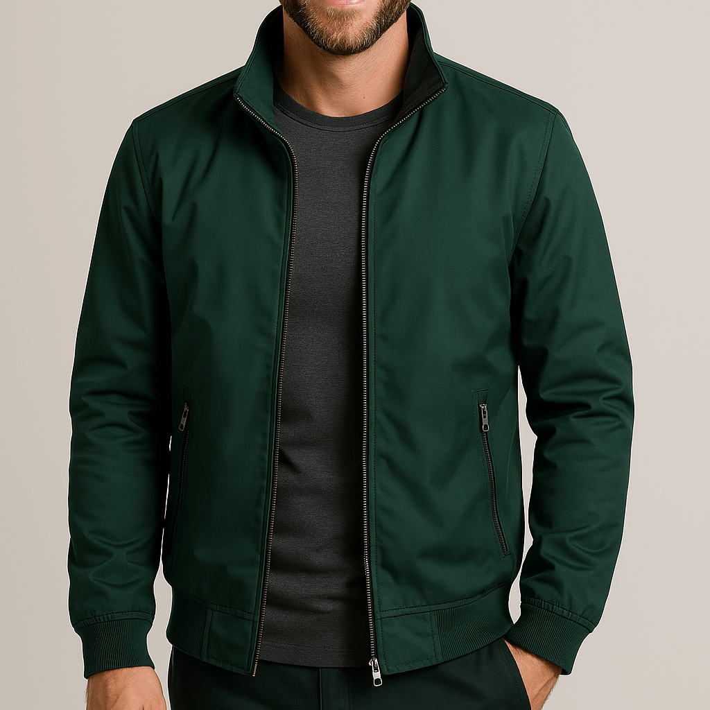 Stylowa kurtka wiatrówka z wysokim kołnierzem