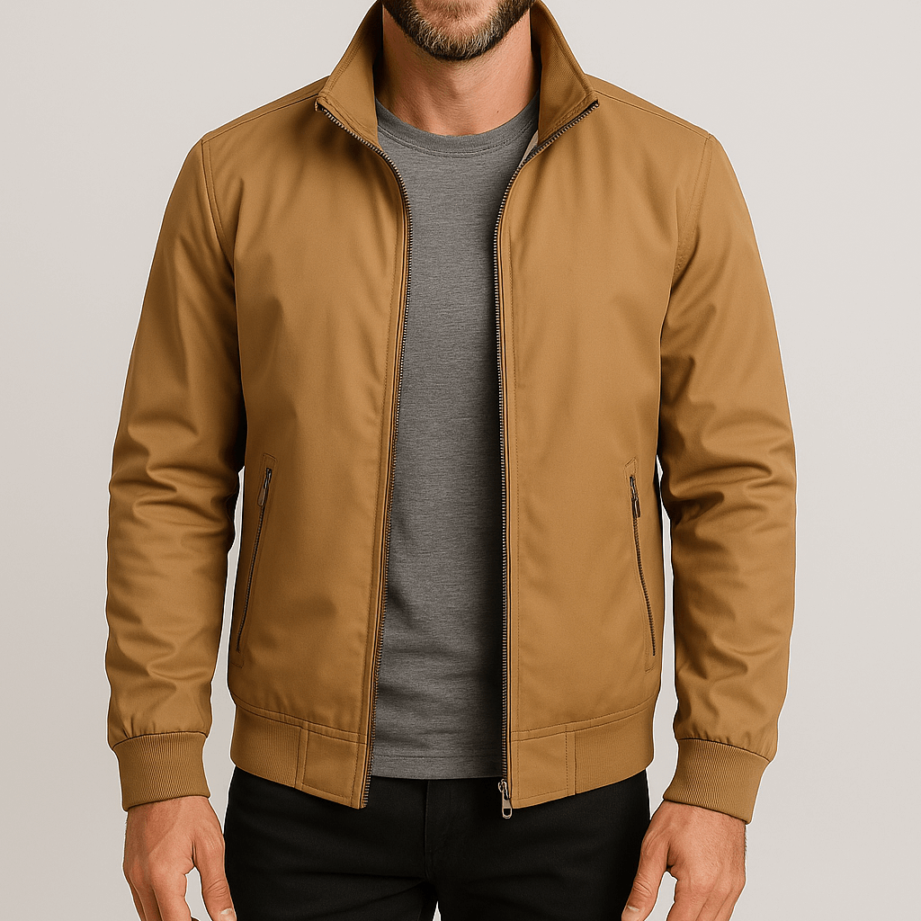 Stylowa kurtka wiatrówka z wysokim kołnierzem