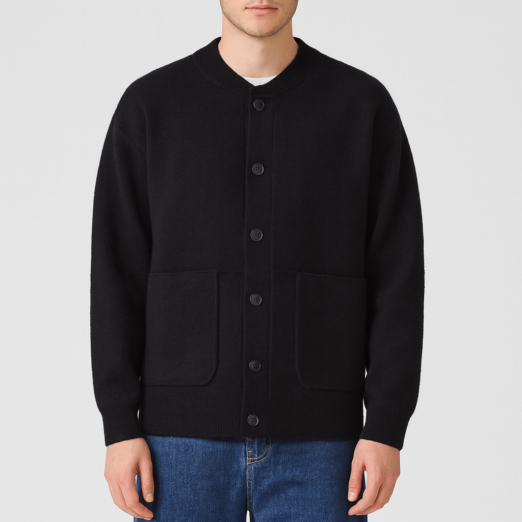 Wełniany długi kardigan zapinany na guziki