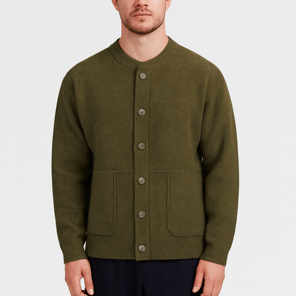 Wełniany długi kardigan zapinany na guziki