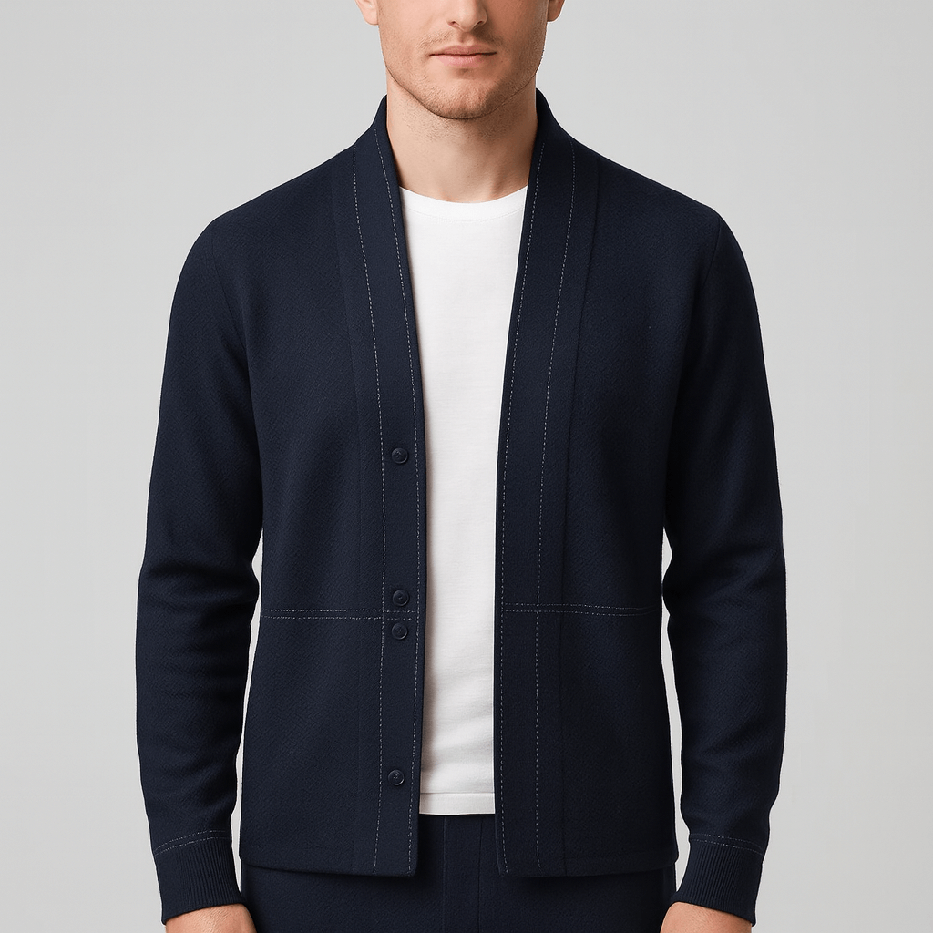 Wełniany kardigan z żakardowym wzorem