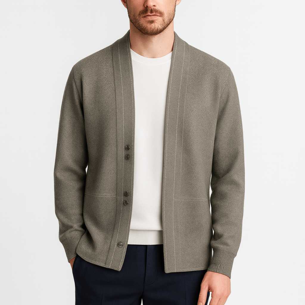 Wełniany kardigan z żakardowym wzorem