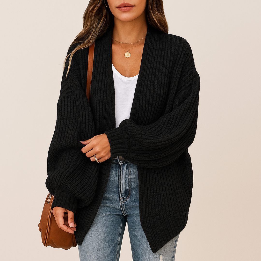 Oversize Damski Kardigan Dzianinowy | Długi Rękaw
