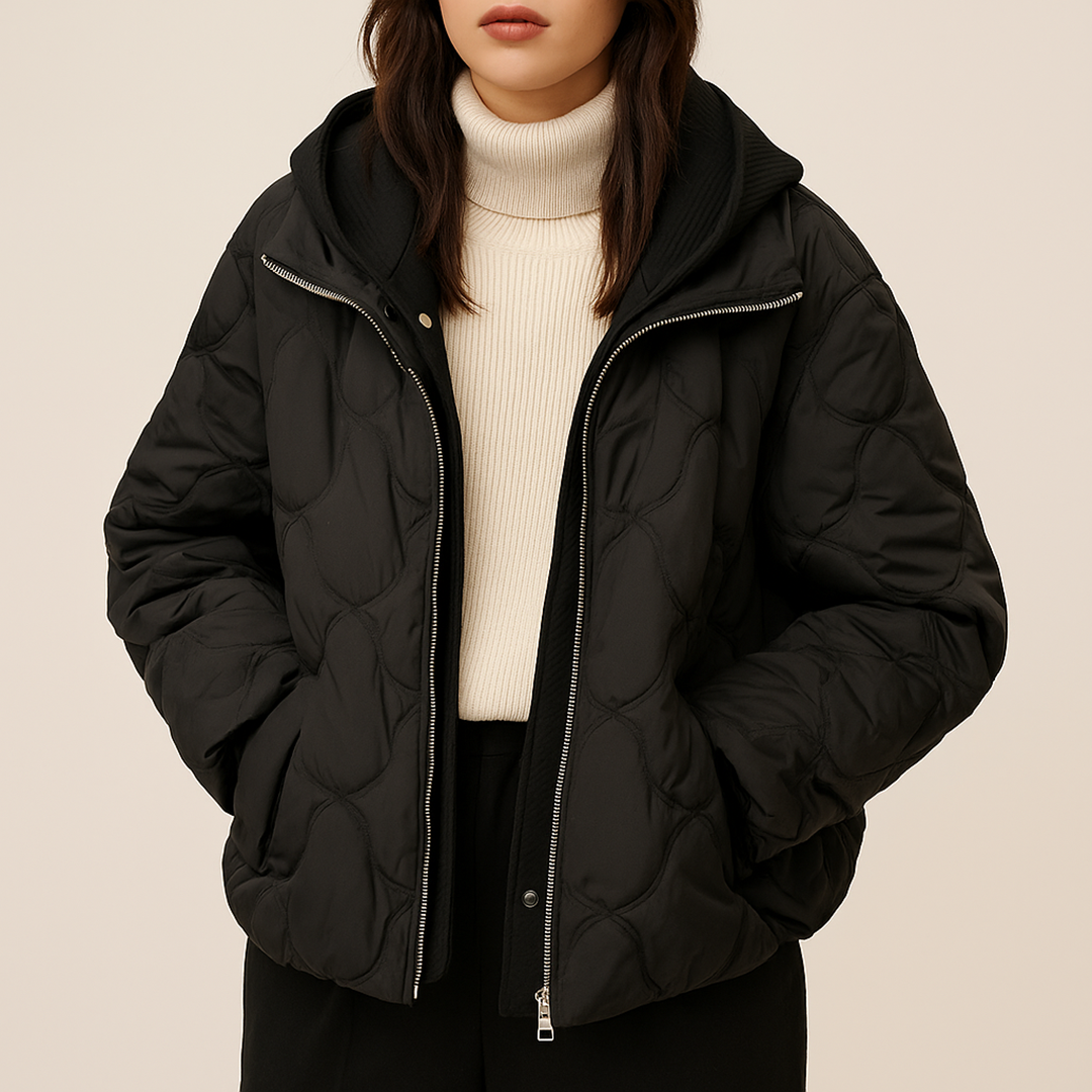 Pikowana Kurtka Z Wzorem Dla Kobiet | Z Kapturem