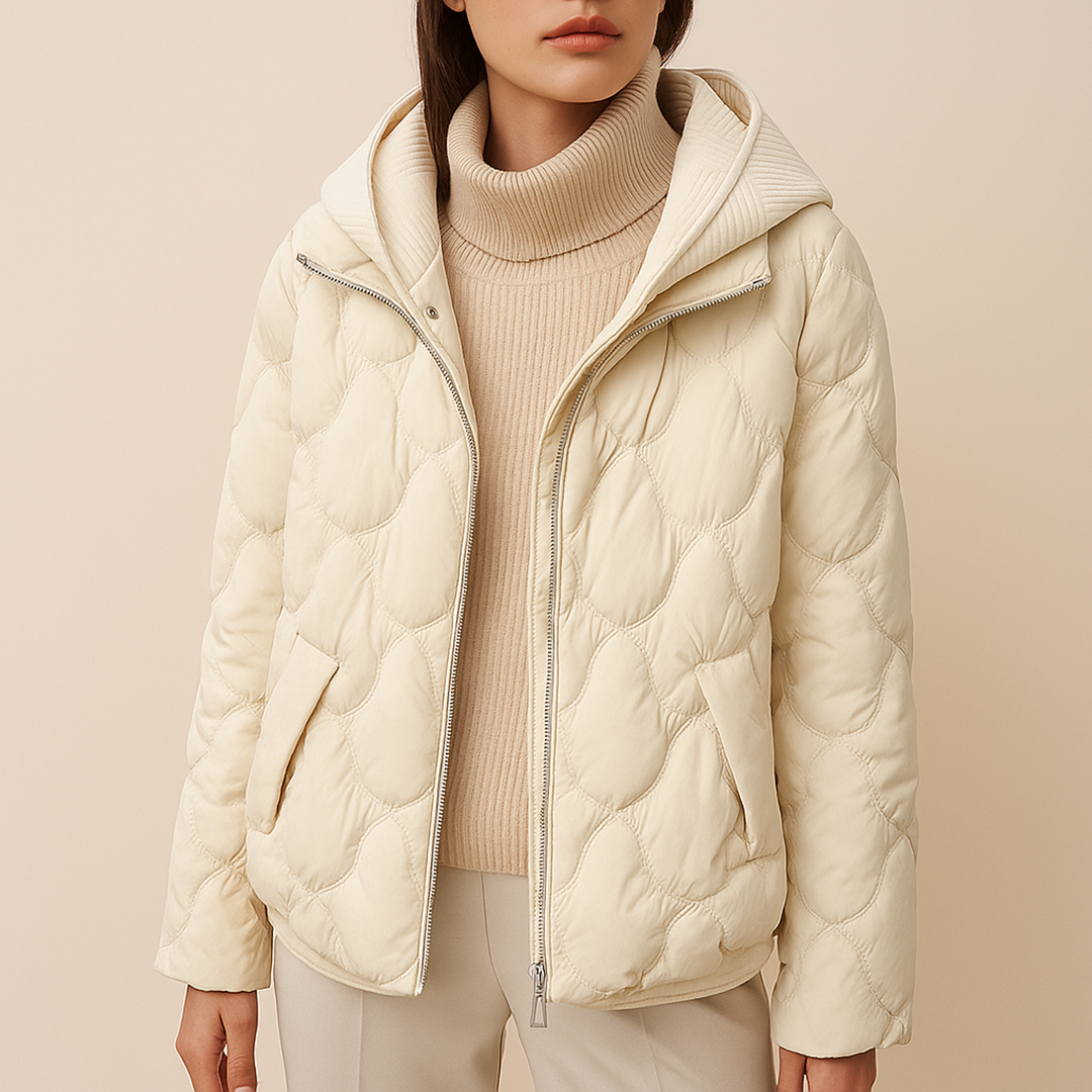 Pikowana Kurtka Z Wzorem Dla Kobiet | Z Kapturem