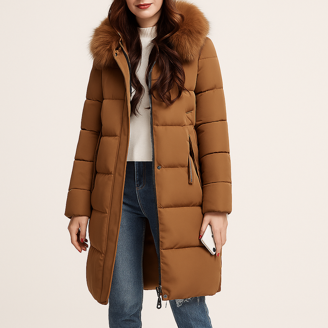 Płaszcz Z Futrzanym Detalem I Kapturem Dla Kobiet | Zima