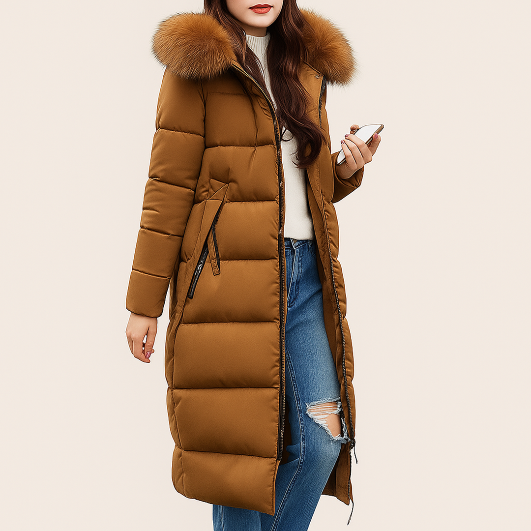 Płaszcz Z Futrzanym Detalem I Kapturem Dla Kobiet | Zima