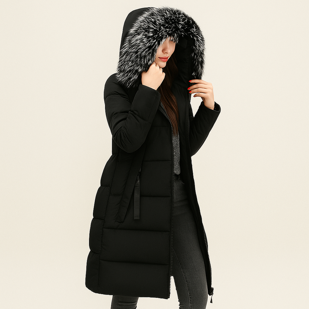 Płaszcz Z Futrzanym Detalem I Kapturem Dla Kobiet | Zima