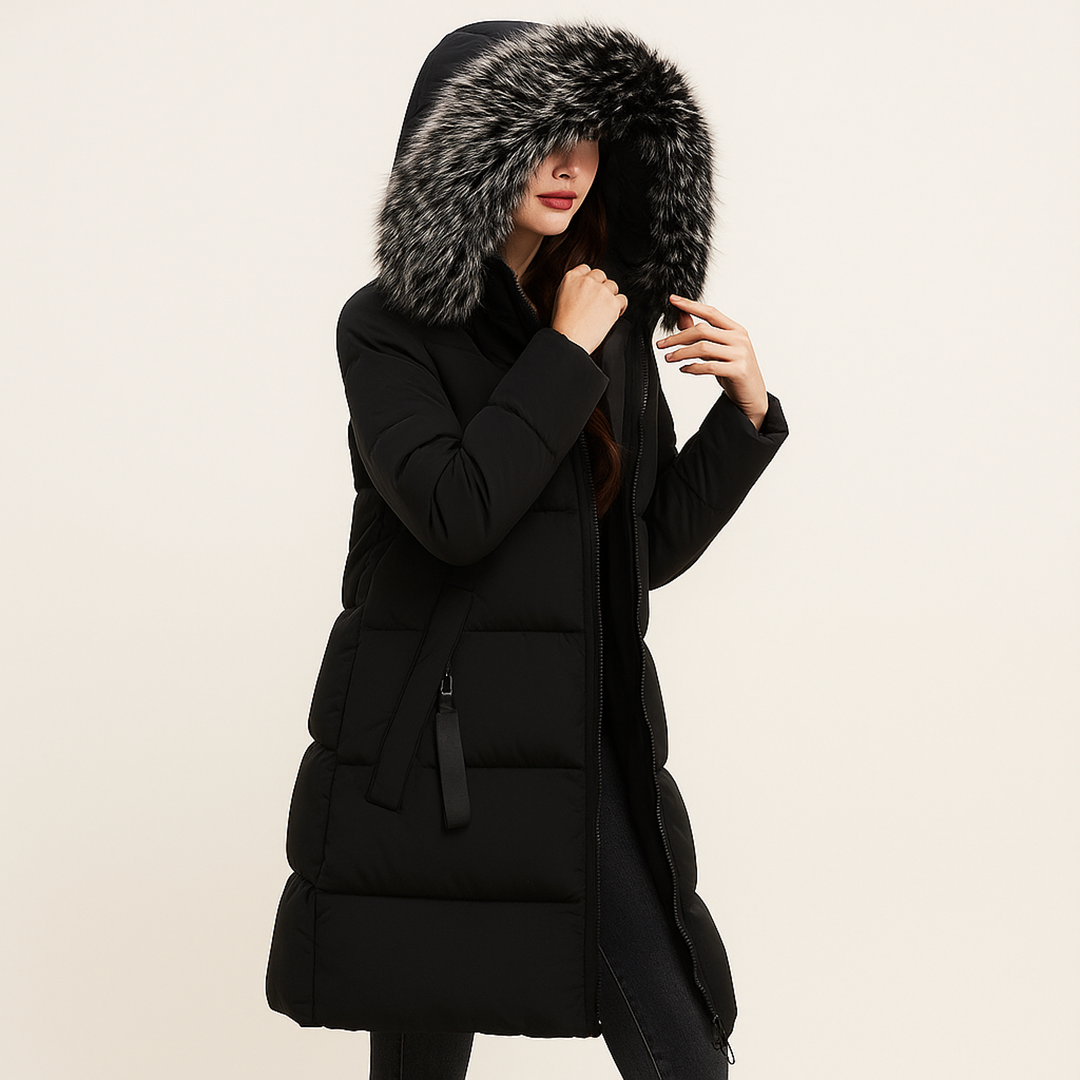 Płaszcz Z Futrzanym Detalem I Kapturem Dla Kobiet | Zima