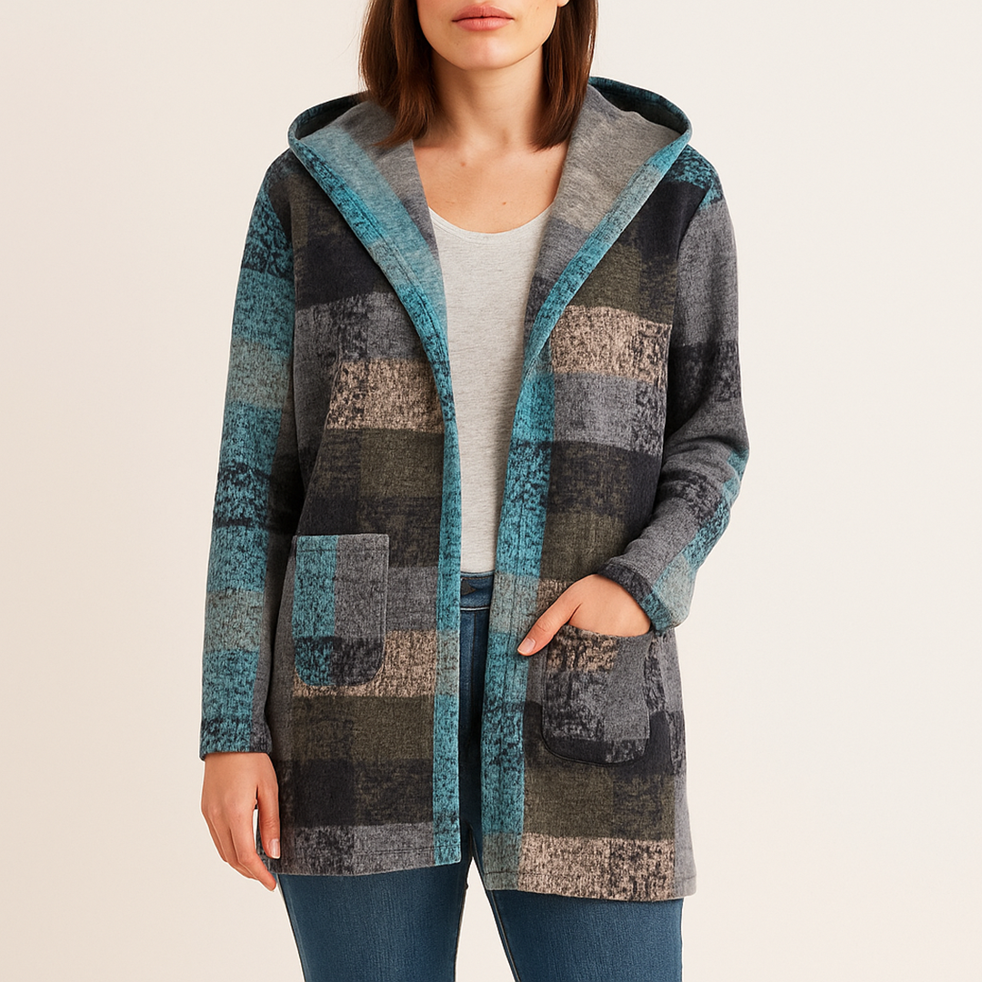 Damska Kolorowa Kamizelka Z Kapturem | Długa