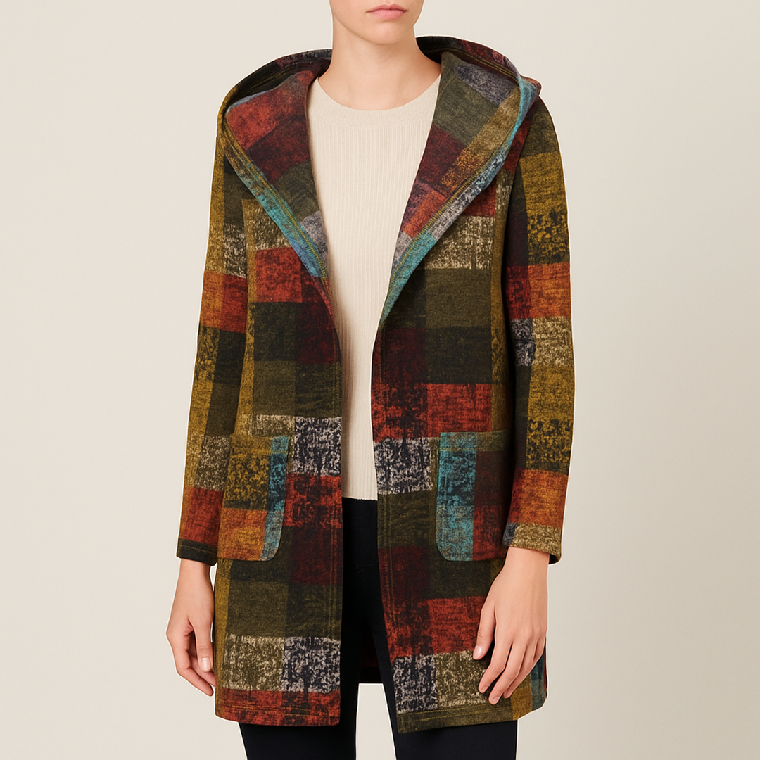 Damska Kolorowa Kamizelka Z Kapturem | Długa