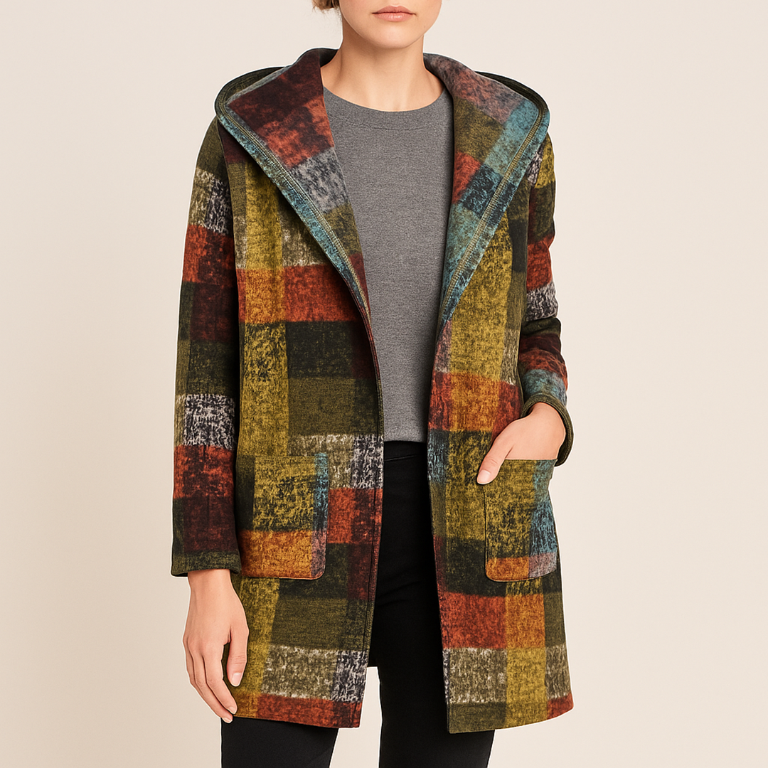 Damska Kolorowa Kamizelka Z Kapturem | Długa