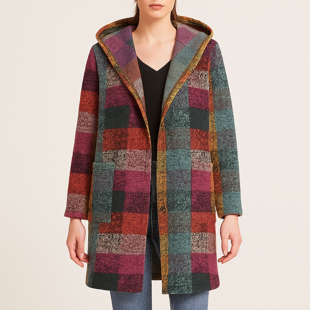 Damska Kolorowa Kamizelka Z Kapturem | Długa