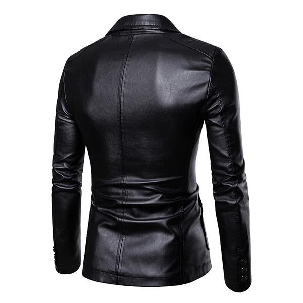 Skórzana kurtka dopasowany krój zapinana na dwa guziki w stylu vintage