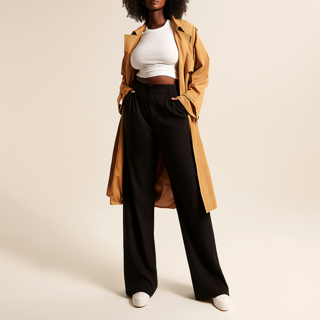 Spodnie Z Wysokim Stanem Dla Kobiet | Luźny Krój