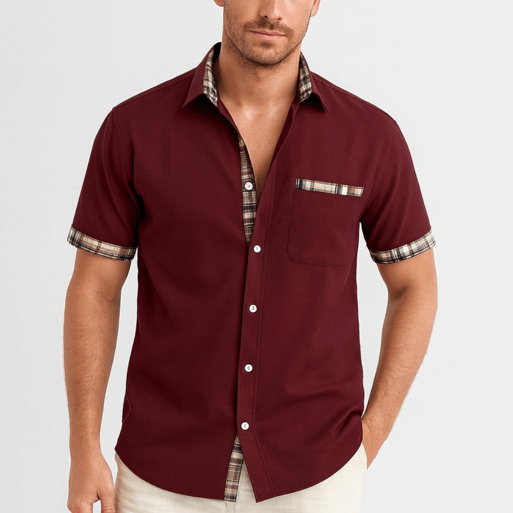 Stylowa koszula męska z krótkim rękawem i zapięciem na guziki