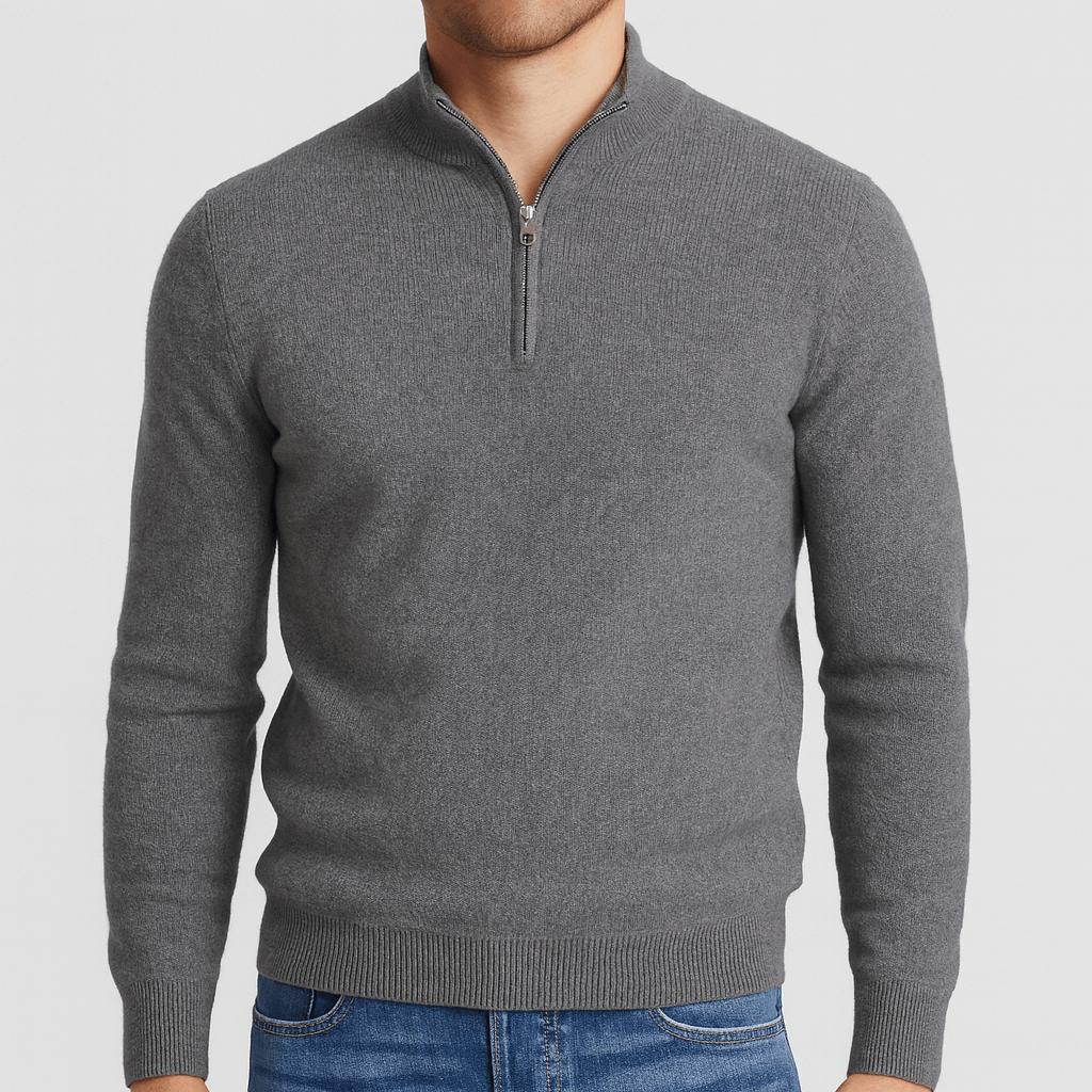 Teksturowany sweter z wełny merynosów z dekoltem w serek dla mężczyzn