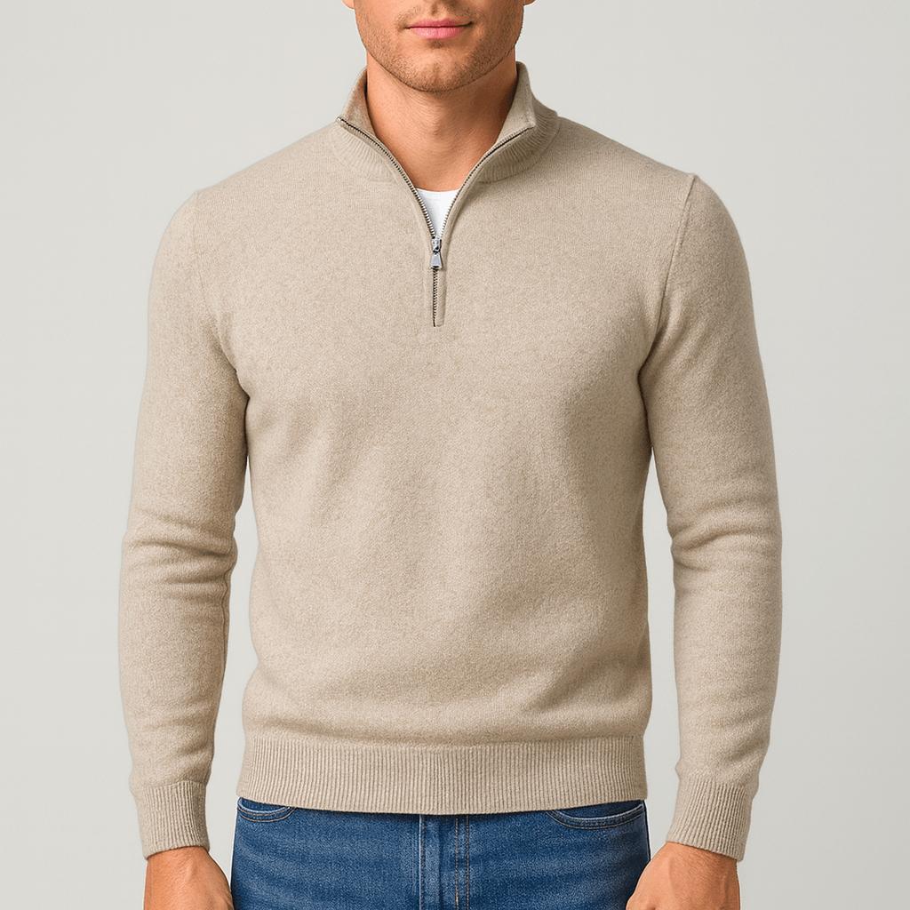 Teksturowany sweter z wełny merynosów z dekoltem w serek dla mężczyzn