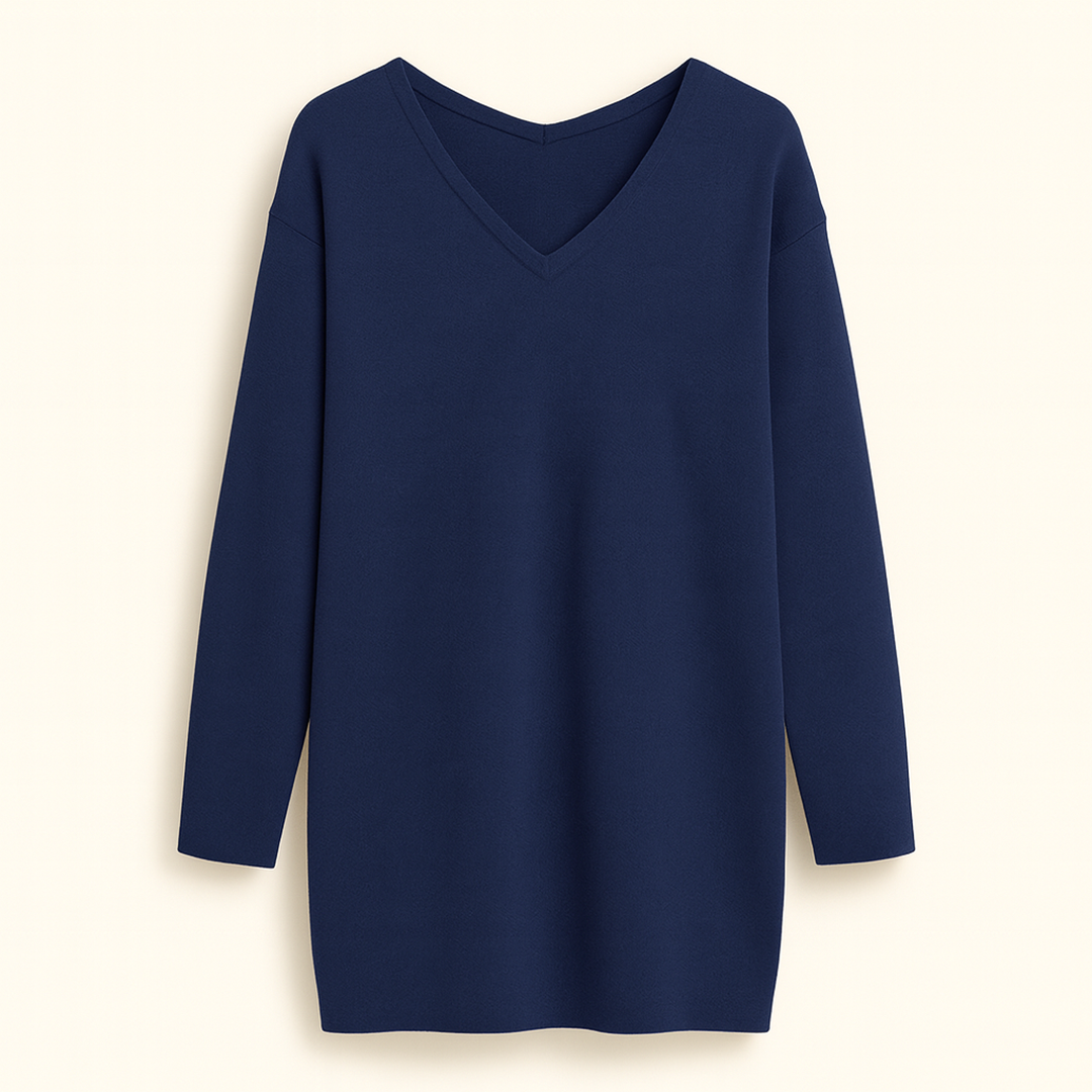 Damski Oversize Sweter Z Dekoltem W Serek | Codzienny