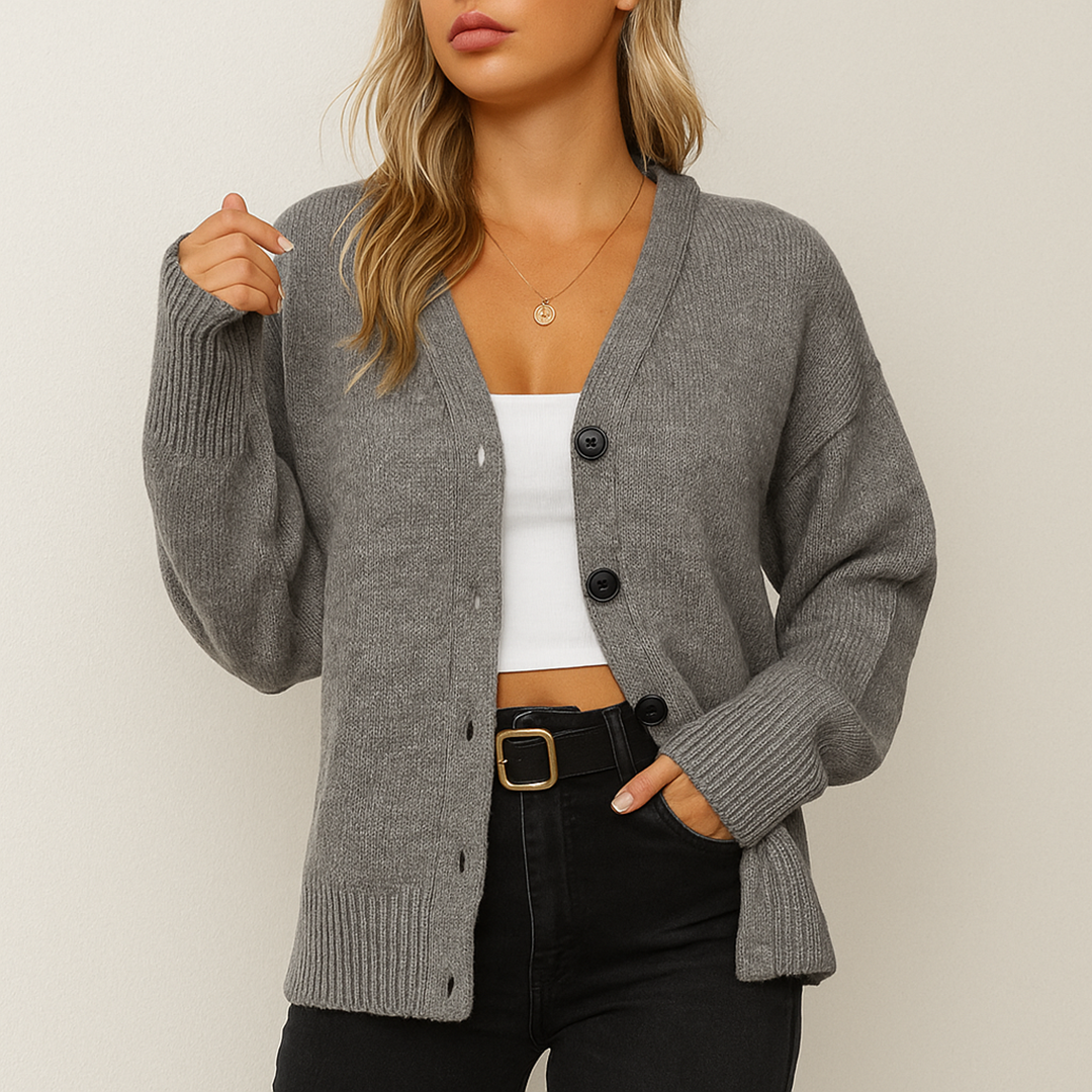 Damski Dzianinowy Kardigan | Na Guziki