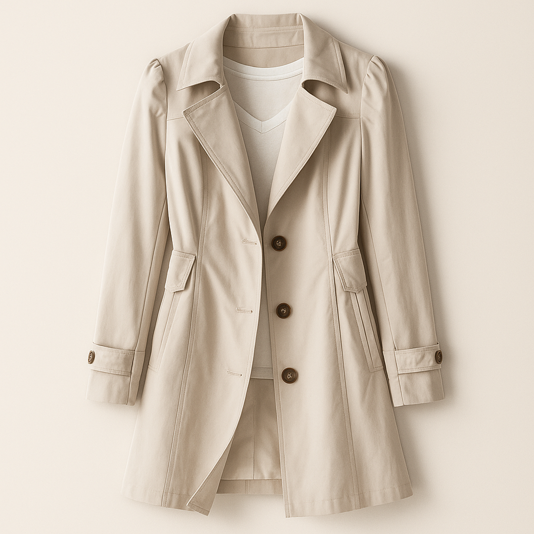 Damski Codzienny Zimowy Płaszcz Trencz | Na Guziki