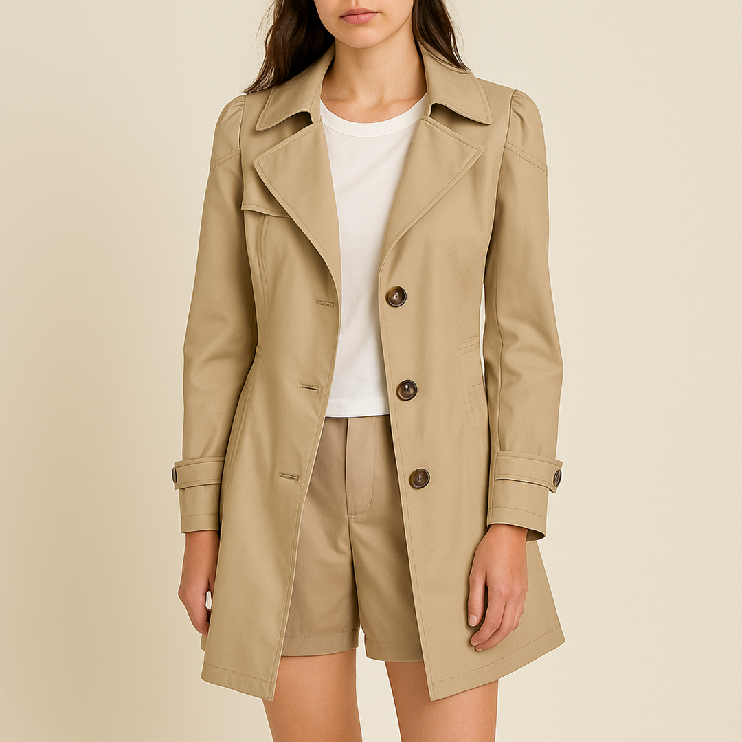 Damski Codzienny Zimowy Płaszcz Trencz | Na Guziki