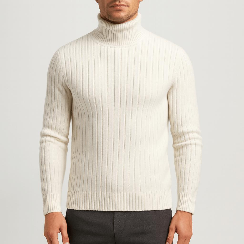 Wąski, lekki sweter z golfem z wełny merynosów – klasyczna warstwa