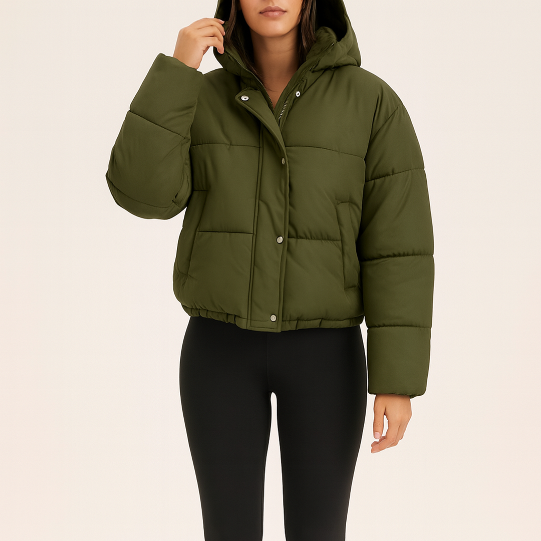 Damska Puchowa Kurtka Z Kapturem | Krótka