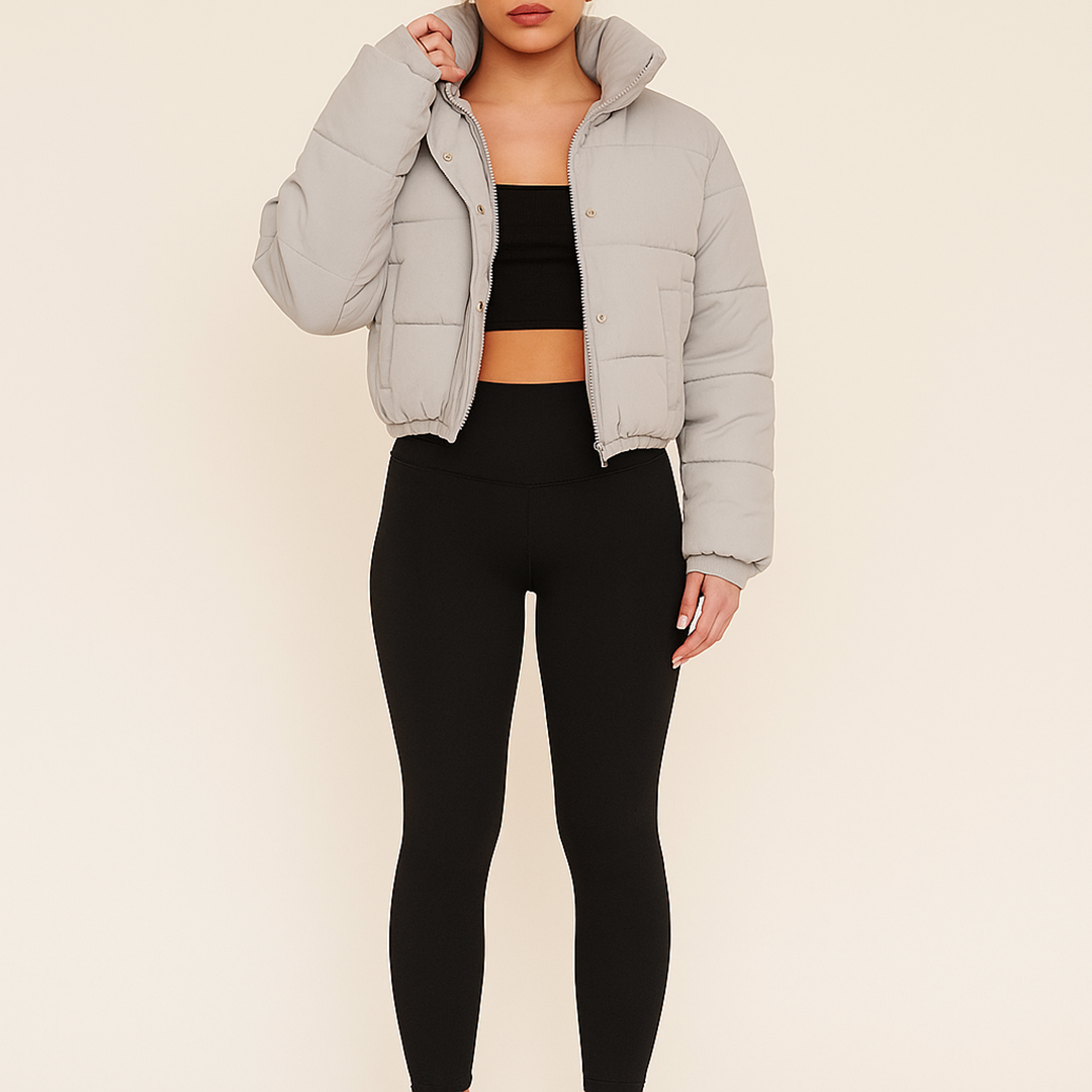 Damska Puchowa Kurtka Z Kapturem | Krótka