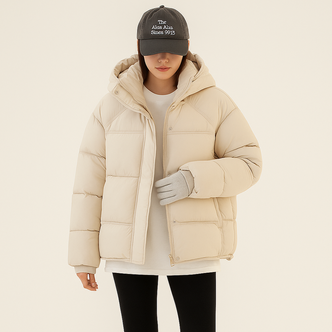 Czarna Puchowa Kurtka Dla Kobiet | Z Kapturem