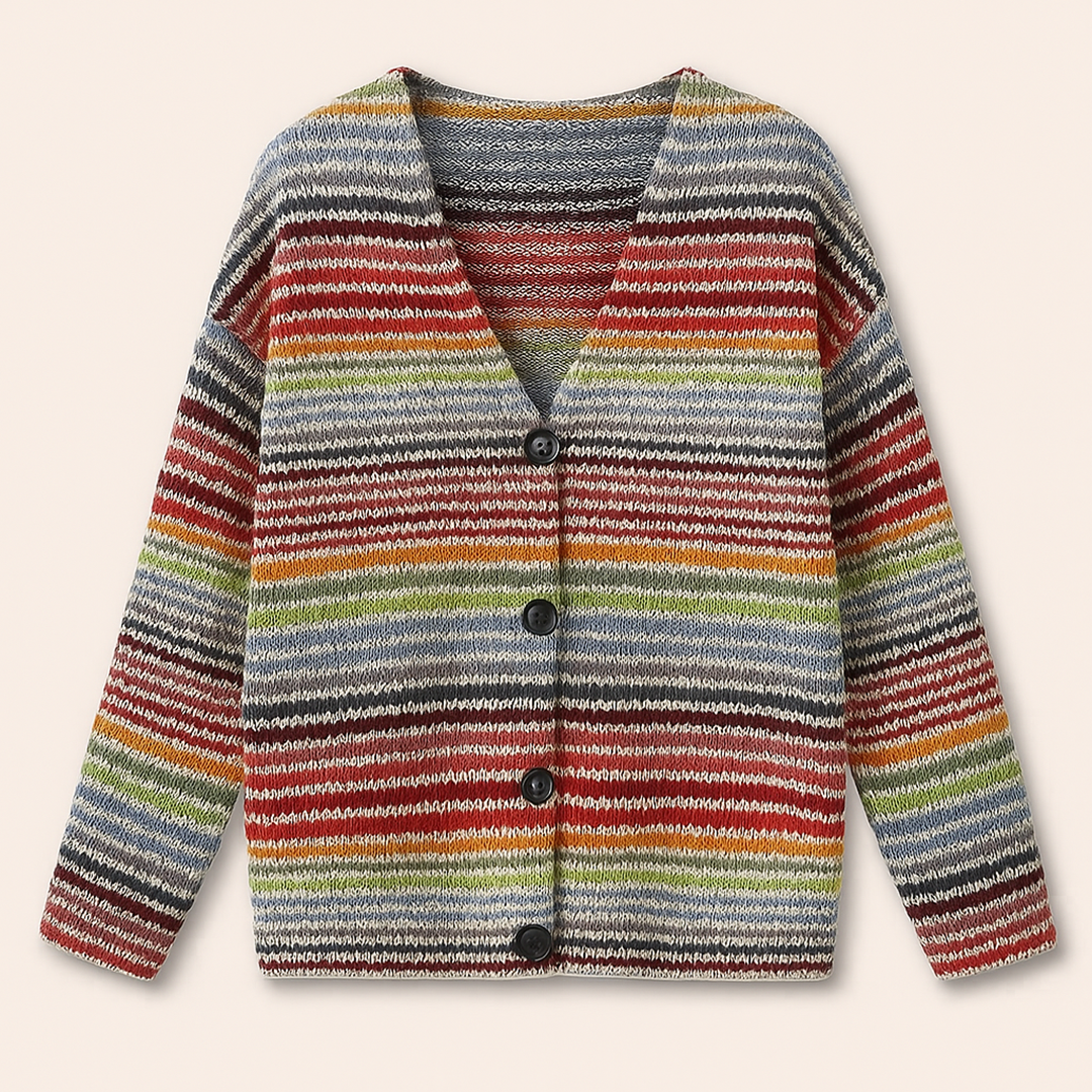 Kardigan Zimowy Z Guzikami Dla Kobiet | Wielokolorowy