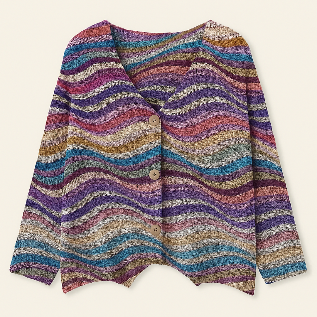 Kardigan Zimowy Z Guzikami Dla Kobiet | Wielokolorowy