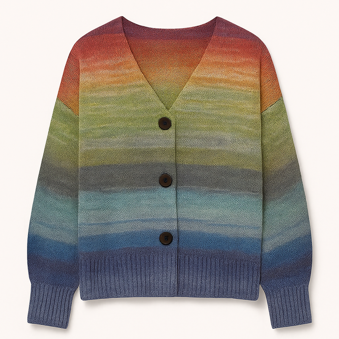 Kardigan Zimowy Z Guzikami Dla Kobiet | Wielokolorowy
