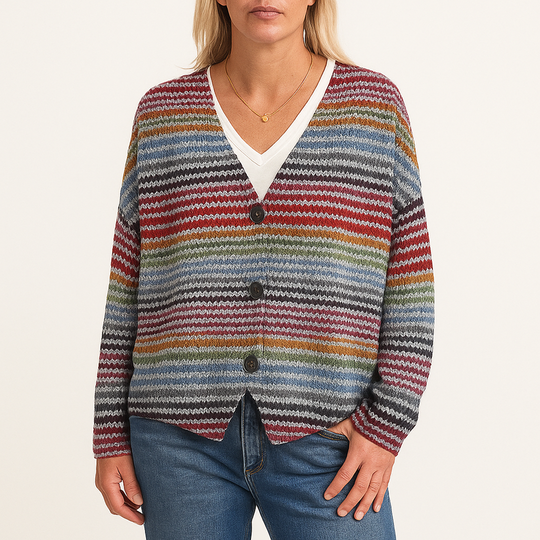 Kardigan Zimowy Z Guzikami Dla Kobiet | Wielokolorowy