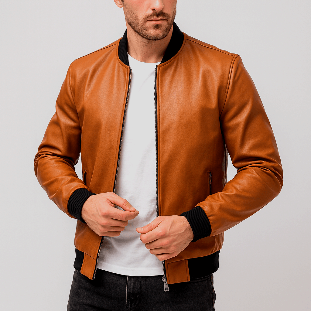 Włoski design z podszewką i wygodną skórzaną kurtką dla mężczyzn