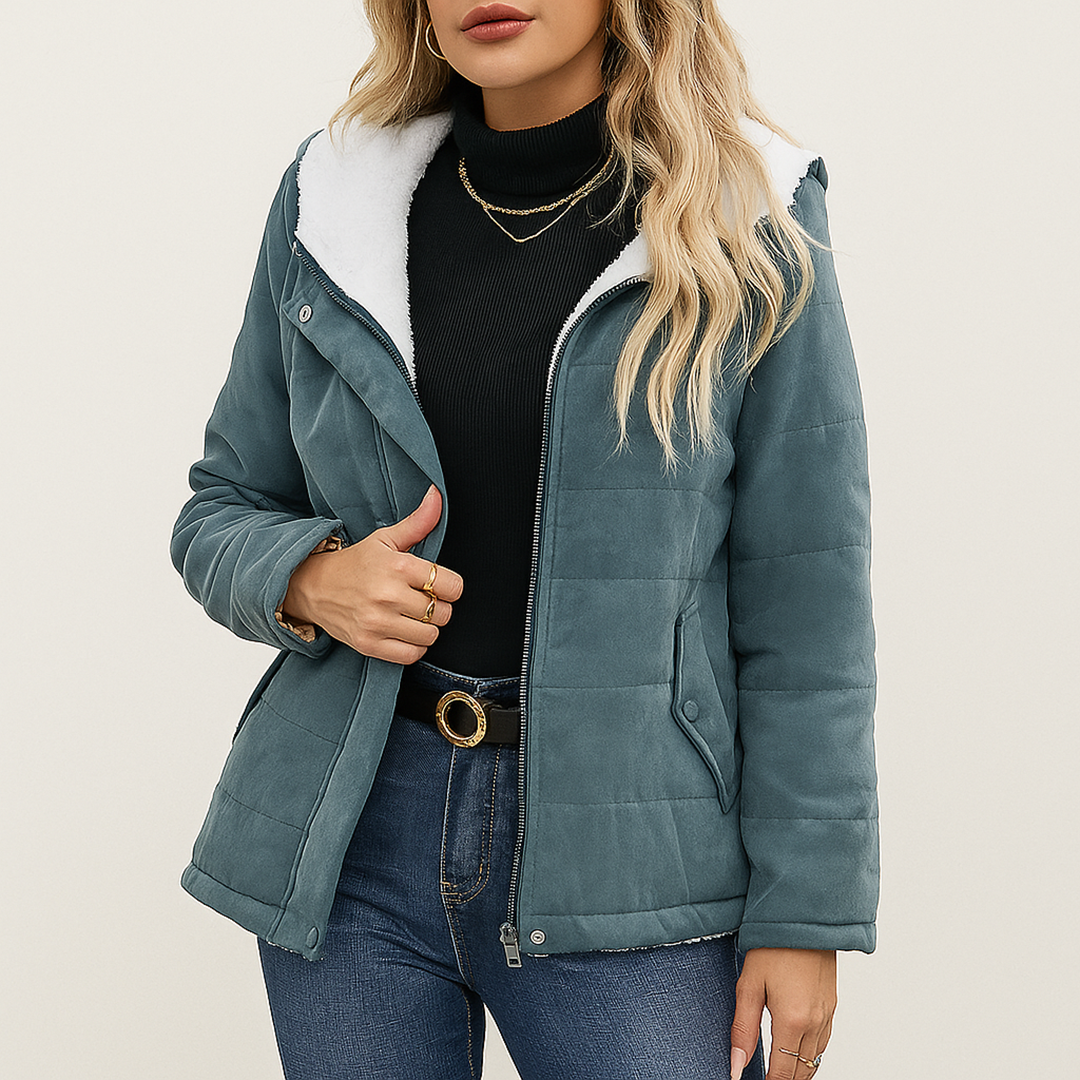 Zimowy Płaszcz Z Zamkiem Dla Kobiet | Z Futrzaną Podszewką