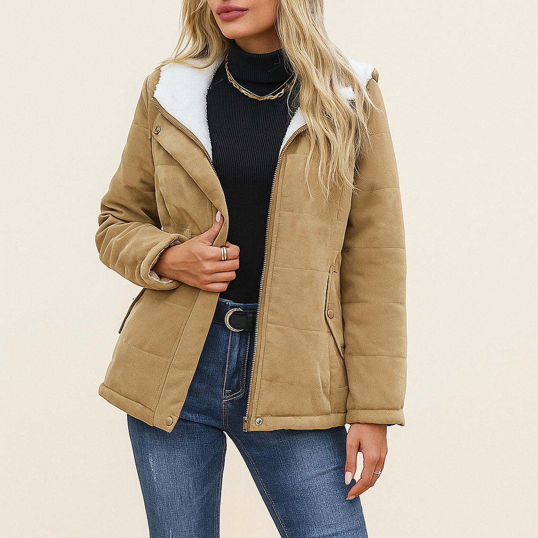 Zimowy Płaszcz Z Zamkiem Dla Kobiet | Z Futrzaną Podszewką