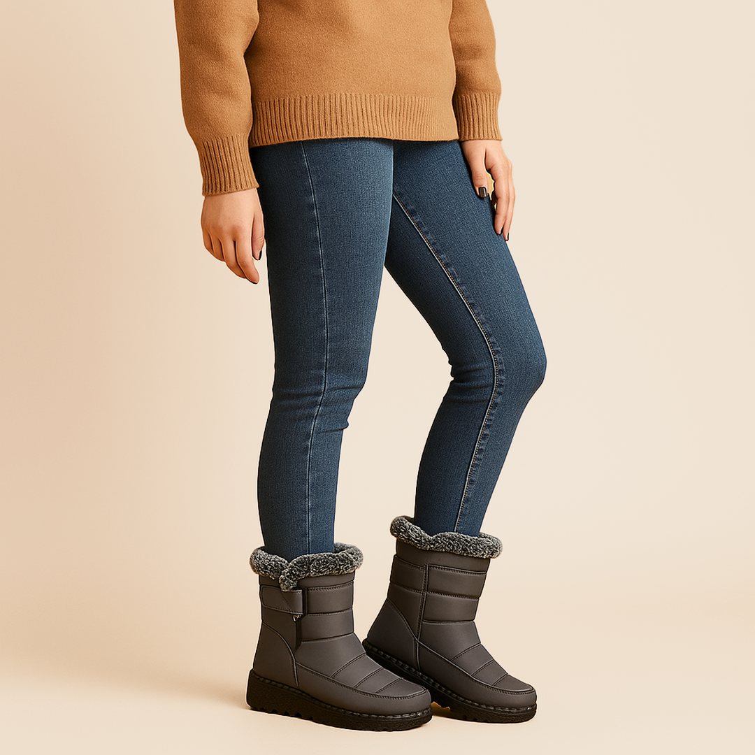 Damskie Zimowe Kozaki | Z Futrzanym Detalem