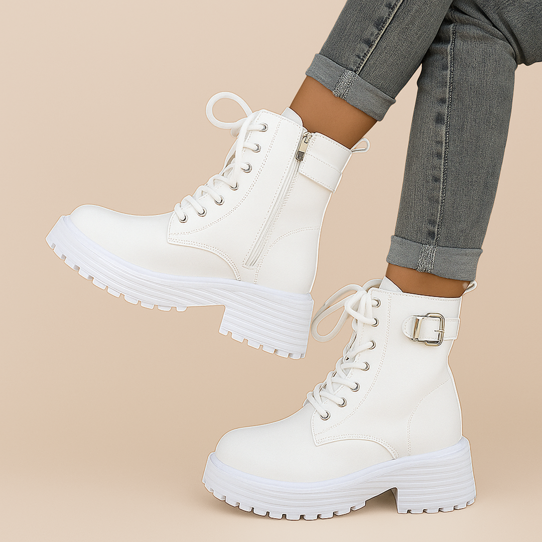 Damskie Skórzane Kozaki | Sznurowane