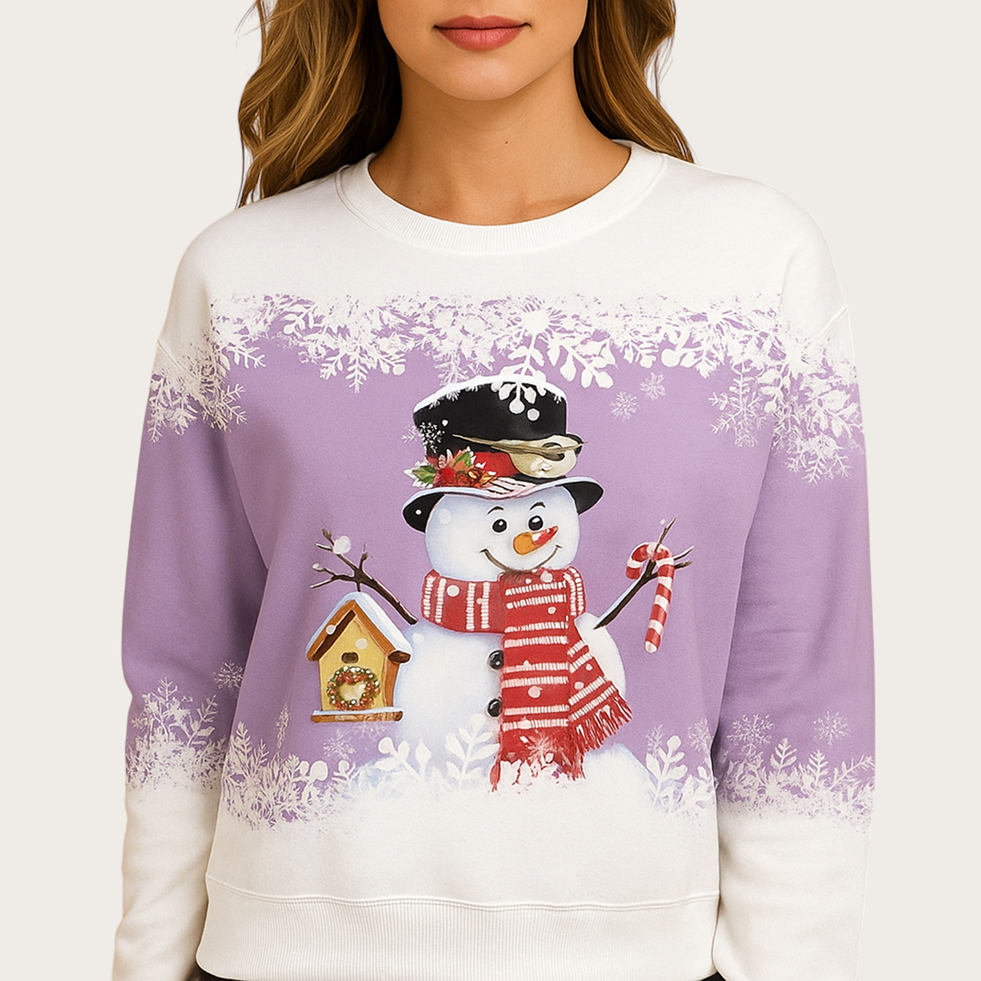 Damski Sweter Świąteczny Z Okrągłym Dekoltem | Zima