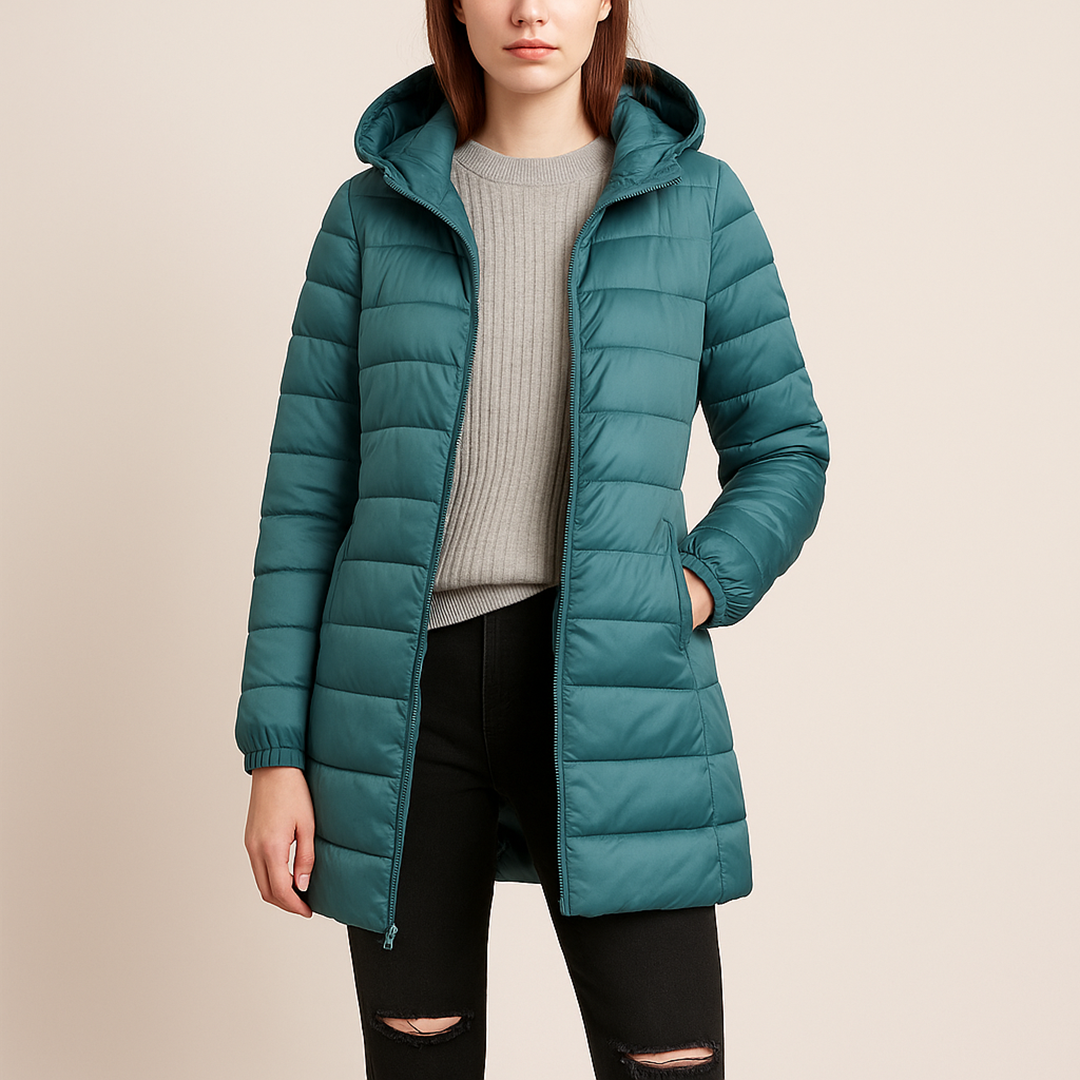 Damska Puchowa Kurtka Z Kapturem | Długa