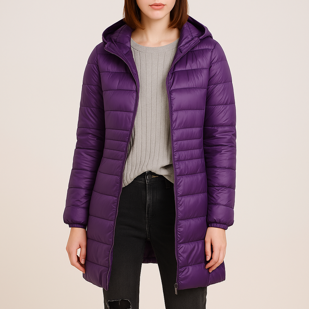 Damska Puchowa Kurtka Z Kapturem | Długa