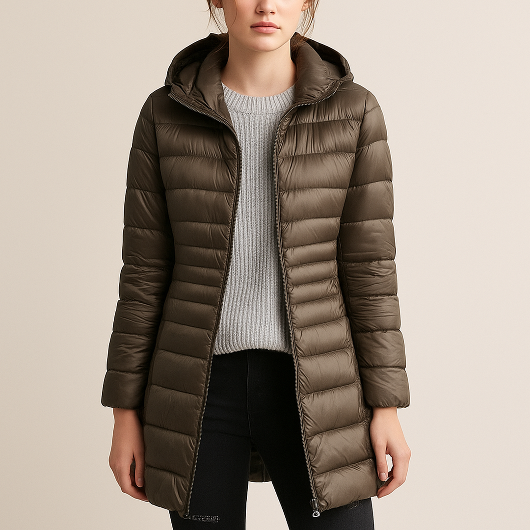 Damska Puchowa Kurtka Z Kapturem | Długa