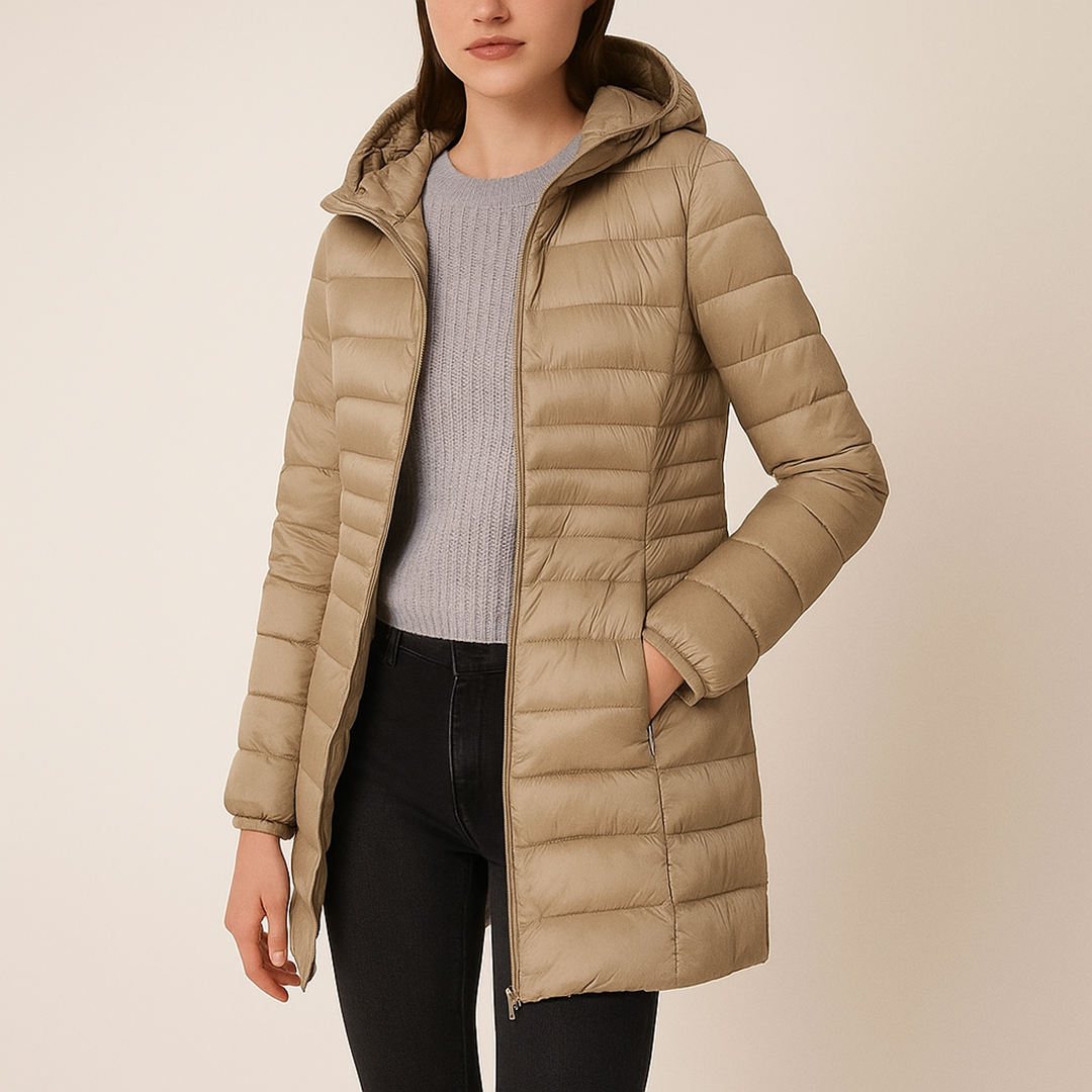 Damska Puchowa Kurtka Z Kapturem | Długa